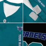 personalized-charlotte-hornets-tail-hem-teal-black-pet-jersey-best-selling.webp