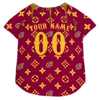 Personalized Cleveland Cavaliers Monogram Classic Wine Dog Jersey