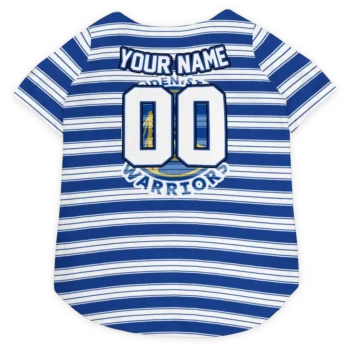 Personalized Golden State Warriors Button Front Blue White Dog Jersey