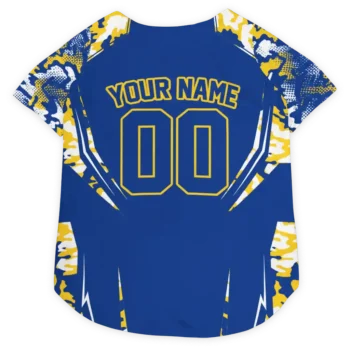 Personalized Golden State Warriors Jersey Trim Blue Dog Jersey