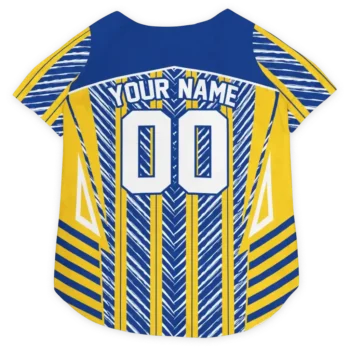 Personalized Golden State Warriors Vivid Chevron Blue Dog Jersey