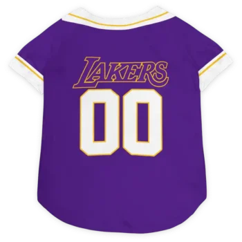 Personalized Los Angeles Lakers Big Diamond Stripe Purple White Dog Jersey