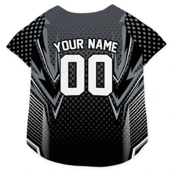 Custom Black Chevron Polka Classic Style Dog Jersey - Personalized Name And Number