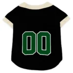 Custom Green Black Tail Hem Classic Style Dog Jersey - Personalized Name And Number
