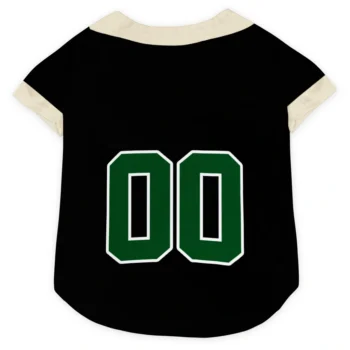 Custom Green Black Tail Hem Classic Style Dog Jersey - Personalized Name And Number