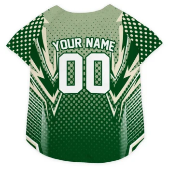 Custom Green Chevron Polka Classic Style Dog Jersey - Personalized Name And Number