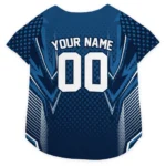 Custom Midnight Blue Chevron Polka Classic Style Dog Jersey - Personalized Name And Number