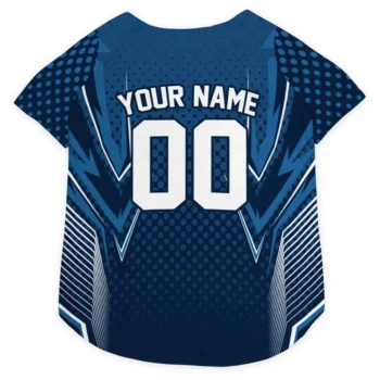 Custom Midnight Blue Chevron Polka Classic Style Dog Jersey - Personalized Name And Number