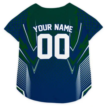 Custom Navy Chevron Polka Classic Style Dog Jersey - Personalized Name And Number