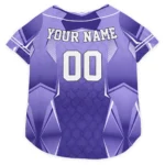 Custom Purple Striped Collar Classic Style Dog Jersey - Personalized Name And Number