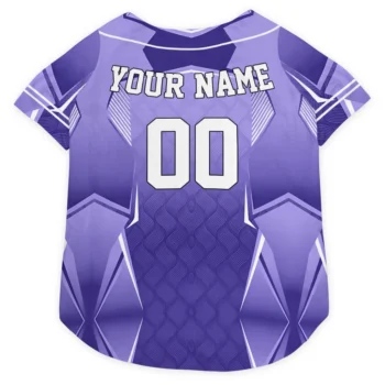 Custom Purple Striped Collar Classic Style Dog Jersey - Personalized Name And Number