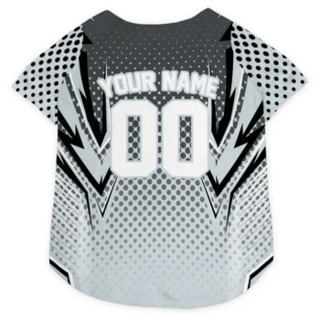 Custom Silver Chevron Polka Classic Style Dog Jersey - Personalized Name And Number