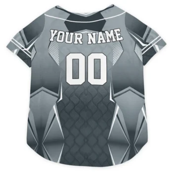 Custom Silver Striped Collar Classic Style Dog Jersey - Personalized Name And Number