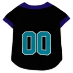 Custom Teal Black Tail Hem Classic Style Dog Jersey - Personalized Name And Number
