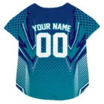 Custom Teal Chevron Polka Classic Style Dog Jersey - Personalized Name And Number