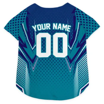 Custom Teal Chevron Polka Classic Style Dog Jersey - Personalized Name And Number