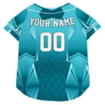 Custom Teal Striped Collar Classic Style Dog Jersey - Personalized Name And Number